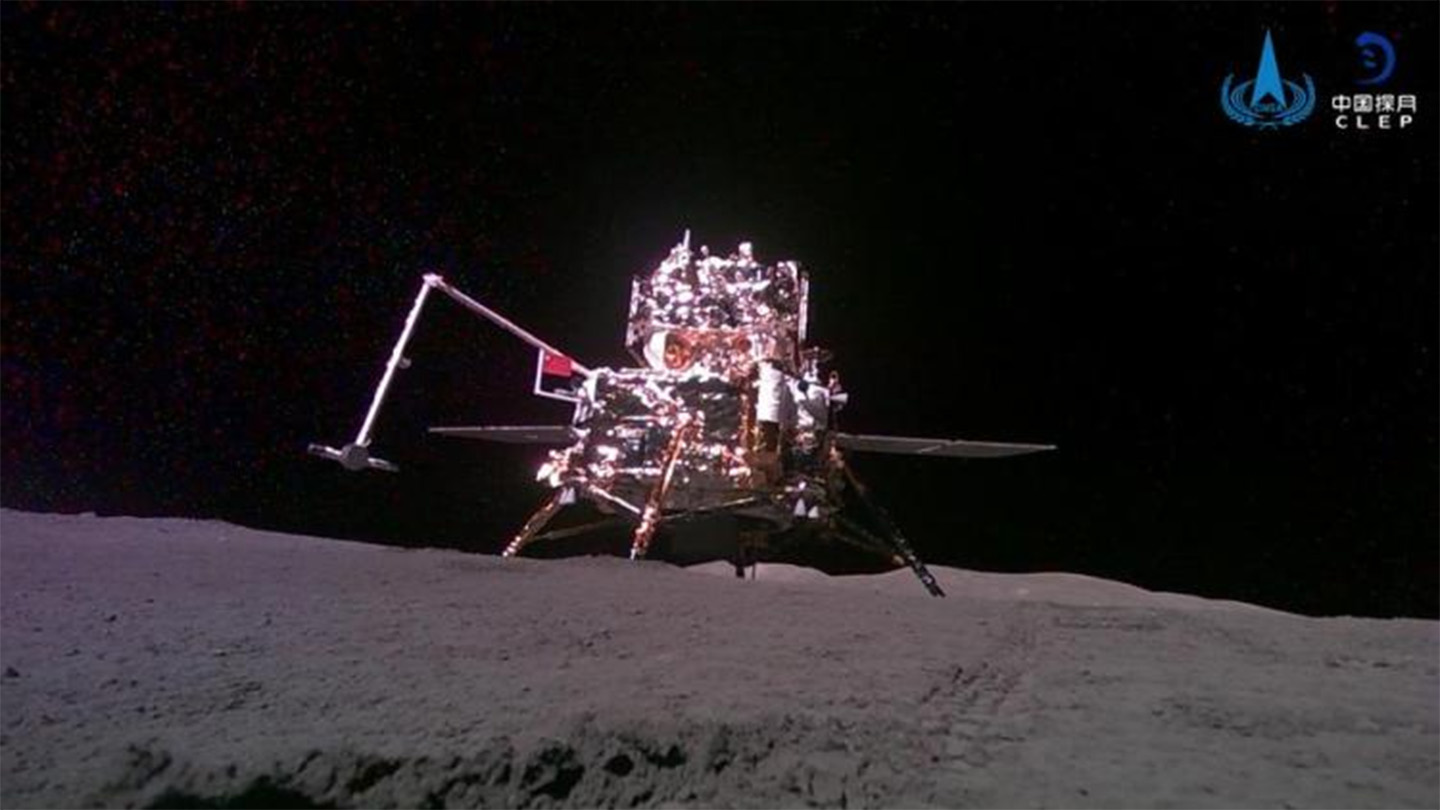 China's Chang'e-6 spacecraft sitting on the moon