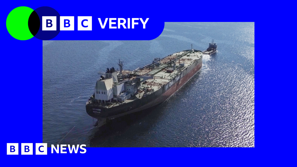 An image of a tanker with BBC Verify branding