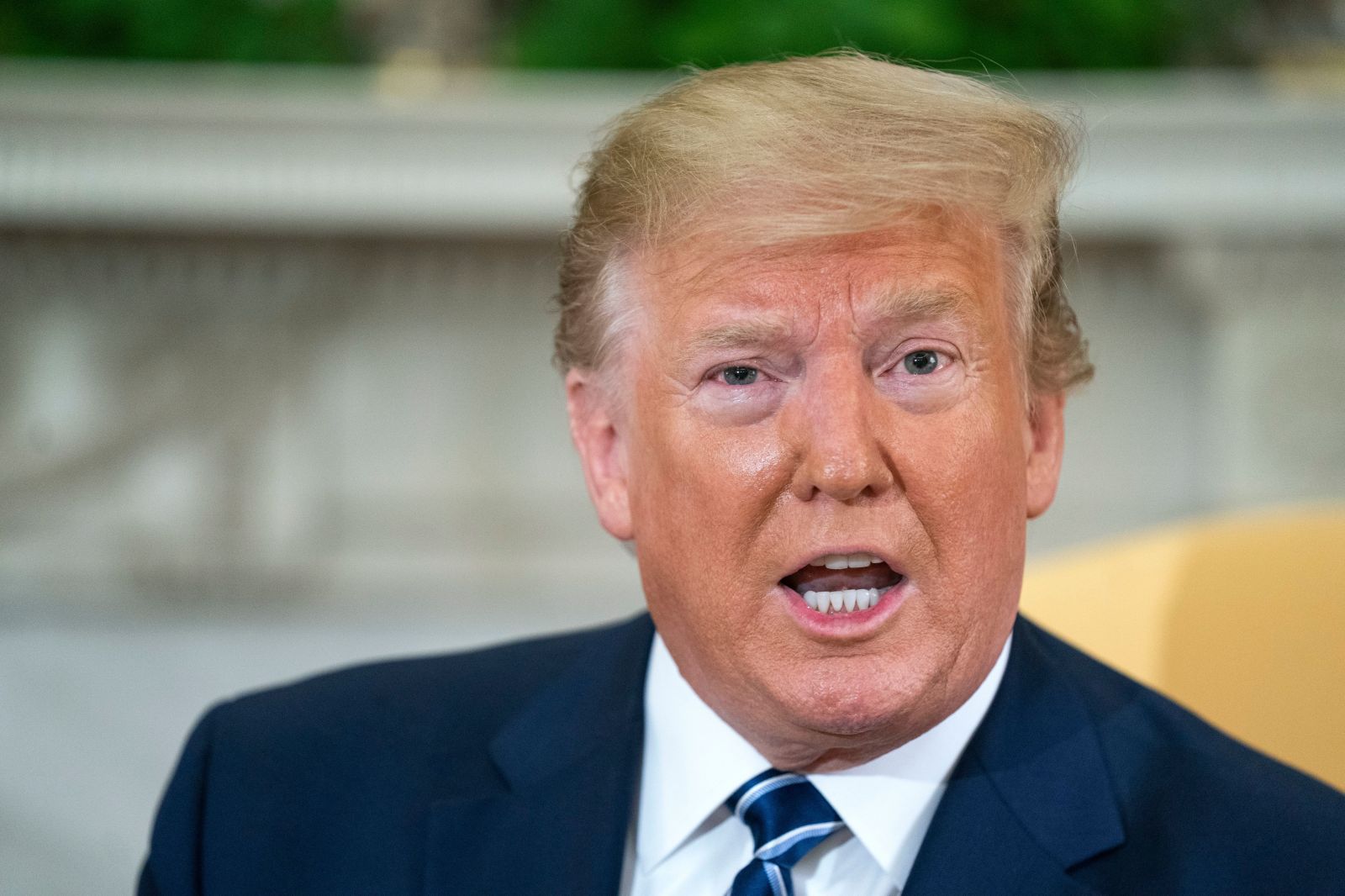 US President Donald J. Trump (R) meets with Canadian Prime Minister Justin Trudeau (not pictured) in the Oval Office of the
