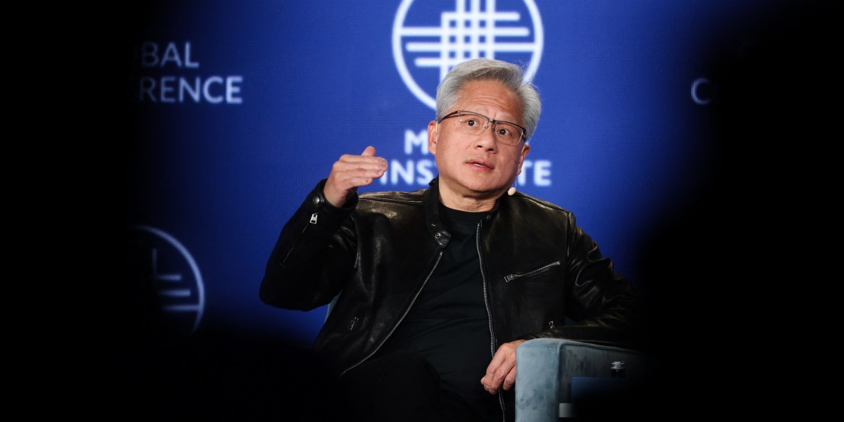 Nvidia founder and CEO, Jensen Huang, speaks during the 29th annual Milken Institute Global Conference at the Beverly Hilton
