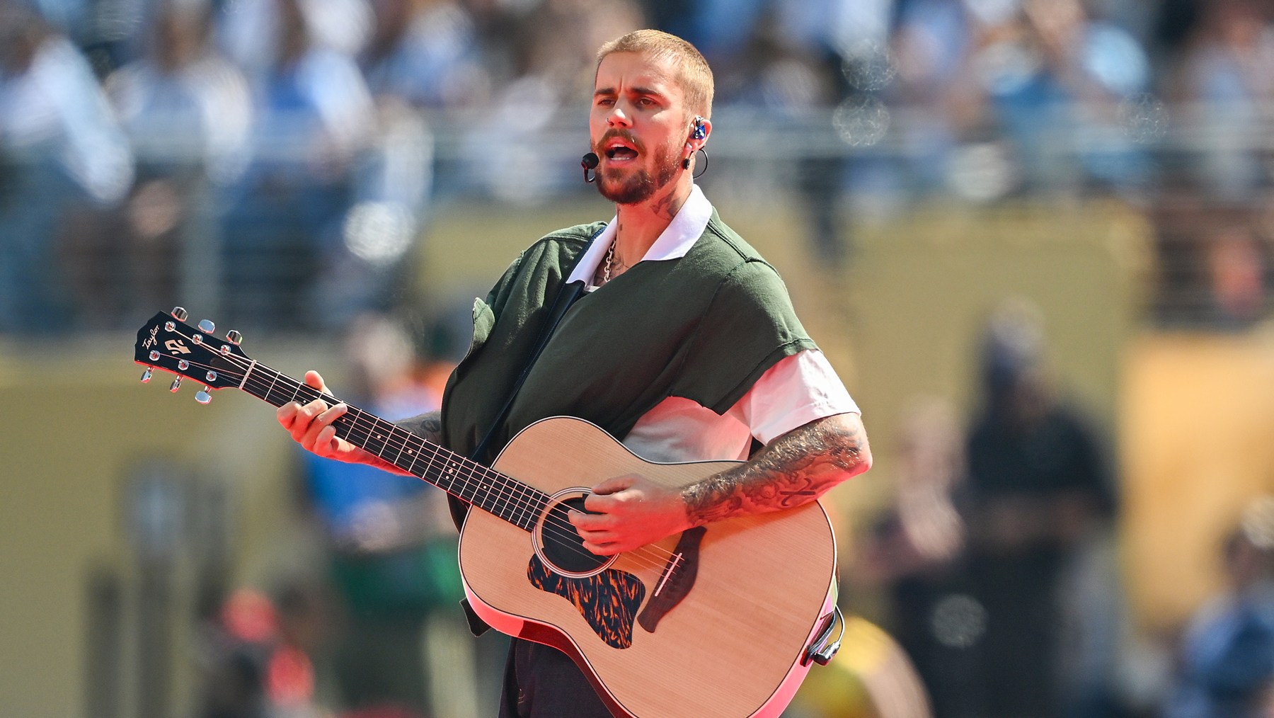 Justin Bieber performs during the Final Halftime Show the FIFA World Cup 2026 Final