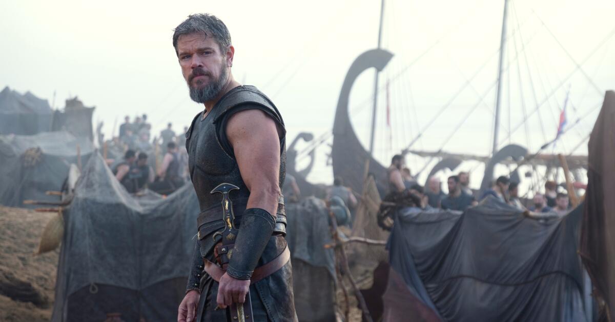 This image released by Universal Pictures shows Matt Damon as Odysseus in a scene from "The Odyssey." (Melinda Sue