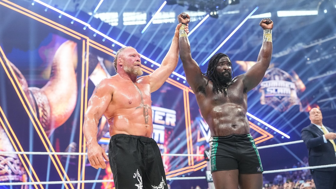 Oba Femi Defeats Brock Lesnar In SummerSlam Hell In A Cell Match