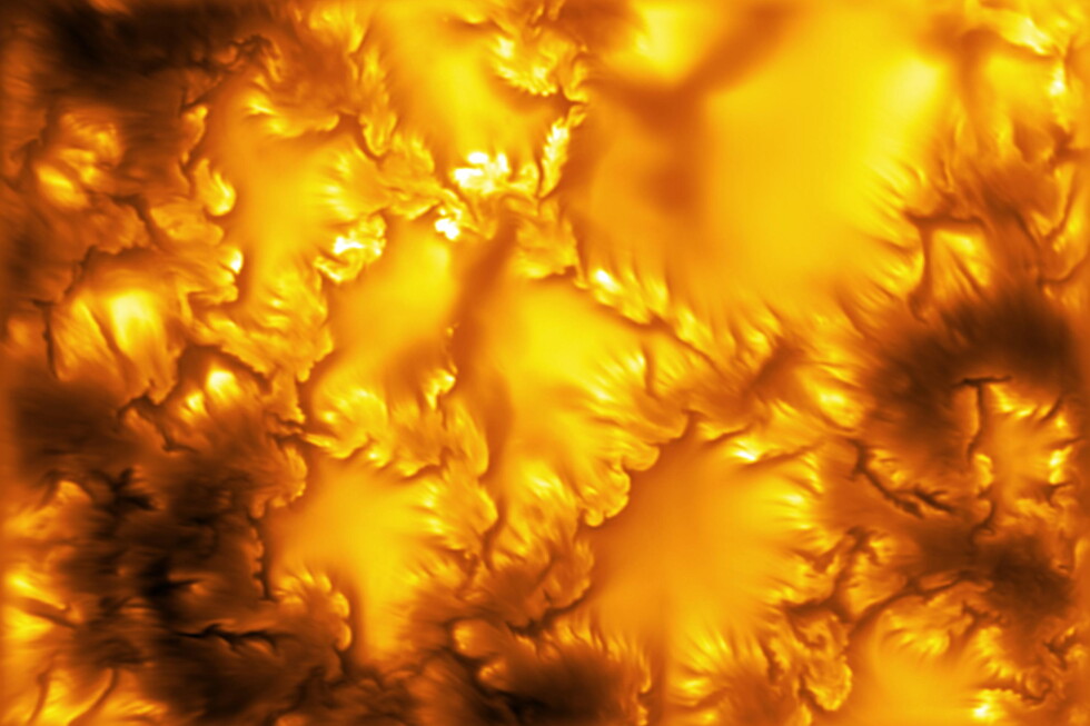 This undated image provided by the NSF National Solar Observatory on Monday, Aug. 3, 2026, shows the sun's surface