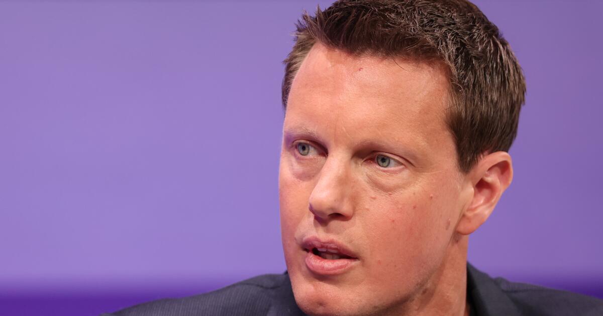 Paramount Skydance CEO David Ellison speaks during the Bloomberg Screentime conference in Los Angeles on October 9, 2025
